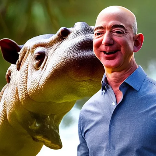 Prompt: Jeff Bezos being eaten by a hippopotamus