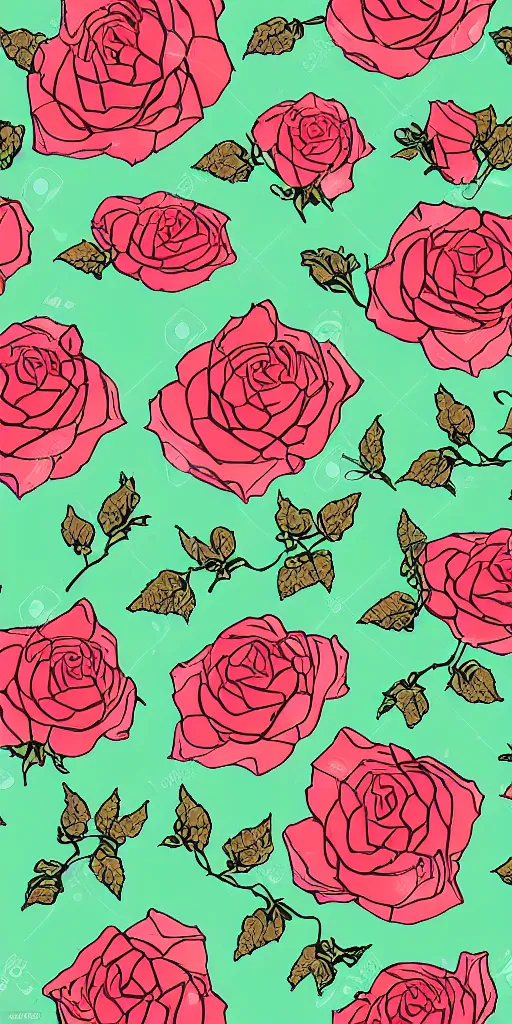 Image similar to seamless pattern of beautiful roses with leaves and throns, colourful, symmetrical, repeating 35mm photography