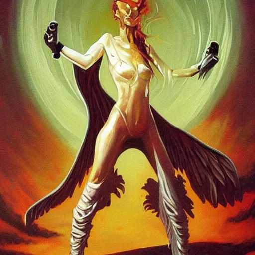 Prompt: painting in style of michael whelan, the dark angel of coffee