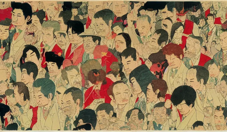 Image similar to yakuza, by henry darger