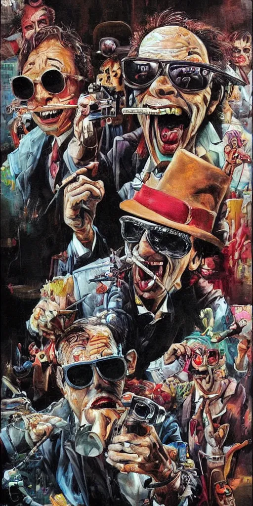 Image similar to oil painting scene from Fear an loathing in las vegas movie art by kim jung gi