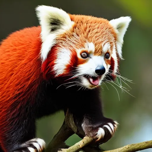 Prompt: red panda, award winning nature photograph, national geographic