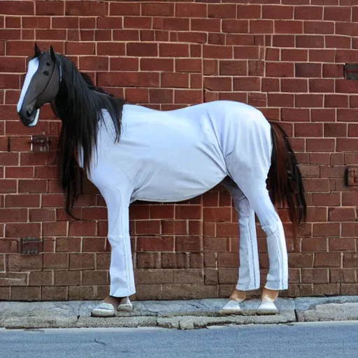 Prompt: horse with inmate clothes