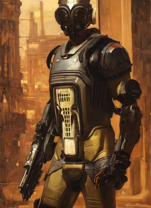 Prompt: john brown wearing power armor ( cyberpunk 2 0 7 7 ), orientalist portrait by john william waterhouse and james gurney and theodore ralli and nasreddine dinet, oil on canvas. cinematic, hyper realism, realistic proportions, dramatic lighting, high detail 4 k