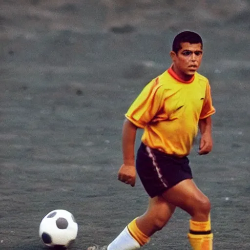 Prompt: a portrait of ronaldo luis nazario de lima playing football in mars # realronaldo