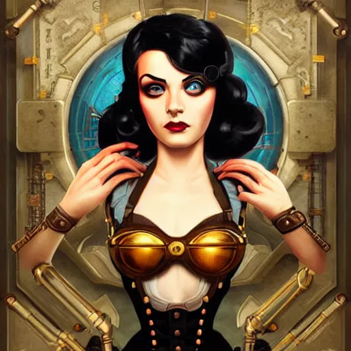 Prompt: Lofi Steampunk BioShock portrait, Pixar style, by Tristan Eaton Stanley Artgerm and Tom Bagshaw.