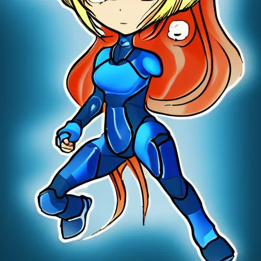 Prompt: chibi version of zero suit Samus.