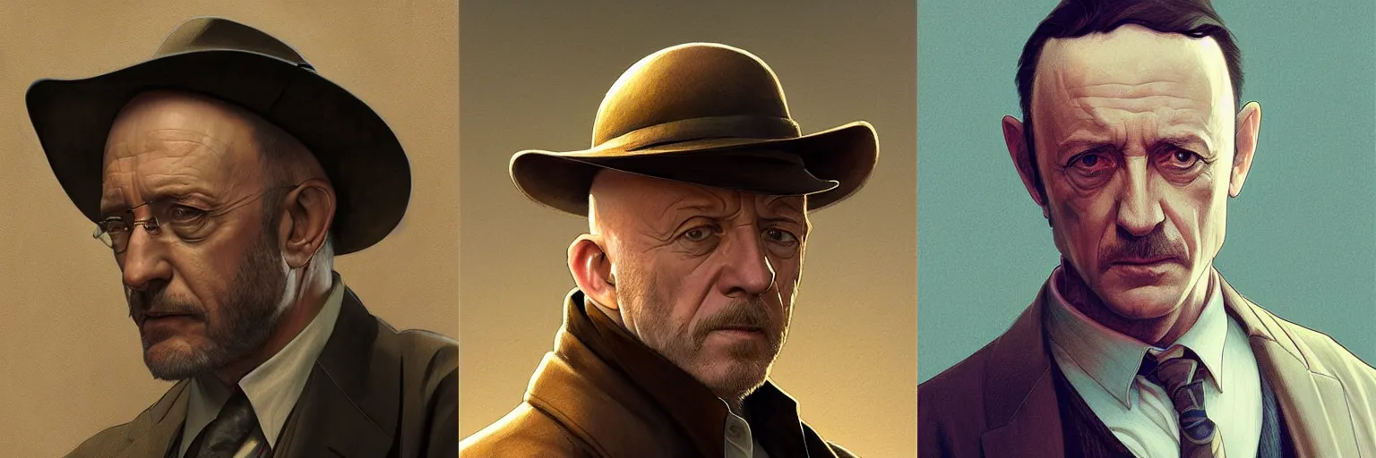 Prompt: portrait of jonathan banks as a detective, highly detailed, digital painting, artstation, concept art, sharp focus, illustration, art by artgerm and greg rutkowski and alphonse mucha