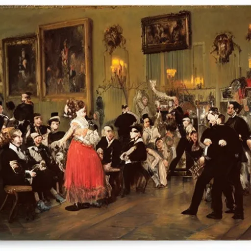 Image similar to a painting of a band show by Adolph Menzel