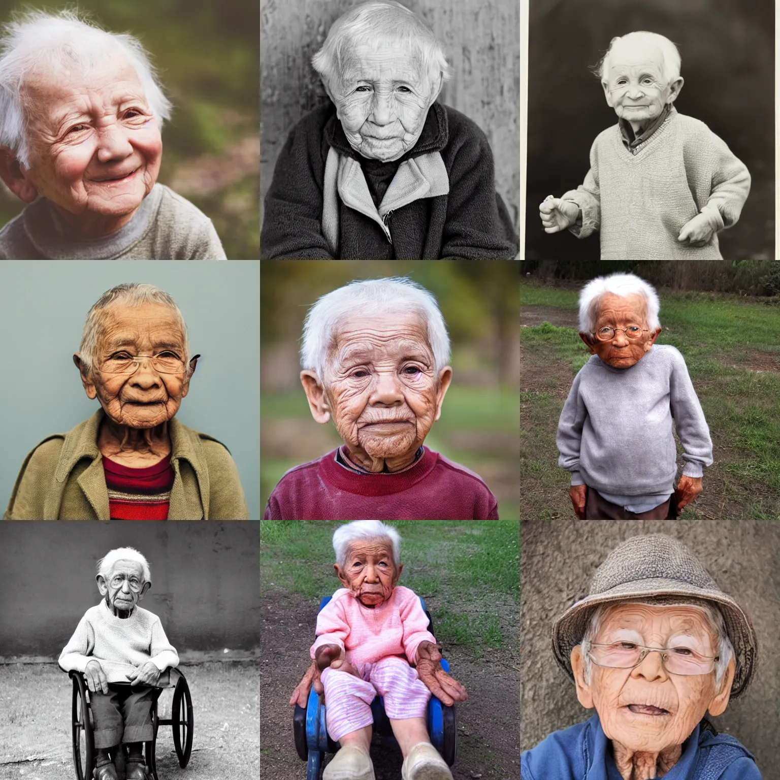 Prompt: photo of an elderly child