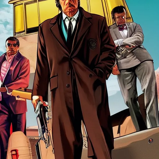 Image similar to GTAV cover art of Columbo holding a cigar