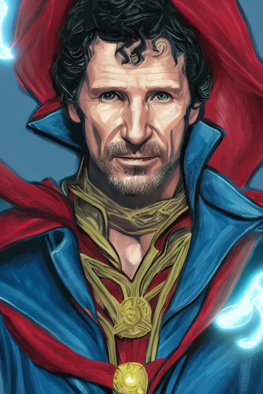 Prompt: Portrait of Todd Howard as Doctor Strange, highly detailed, marvel comics, artstation, digital illustration