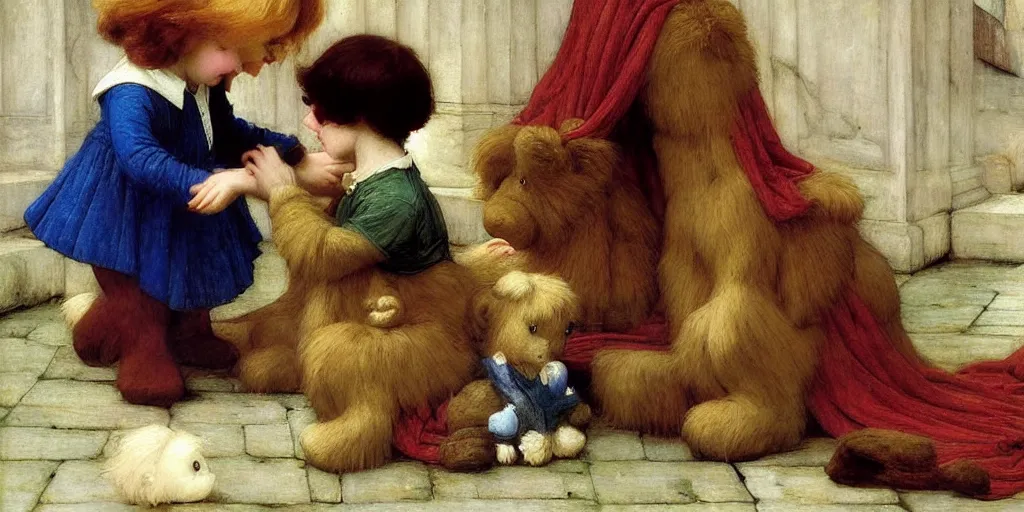 Image similar to 3 d precious moments plush animal, precious moments, master painter and art style of john william waterhouse and caspar david friedrich and philipp otto runge