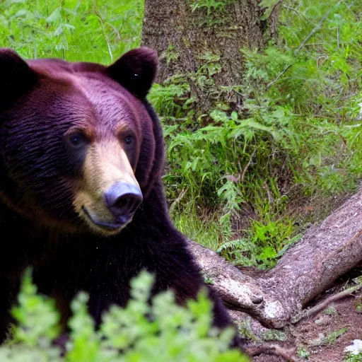 Prompt: trail cam footage of a bear, highly detailed, 4 k