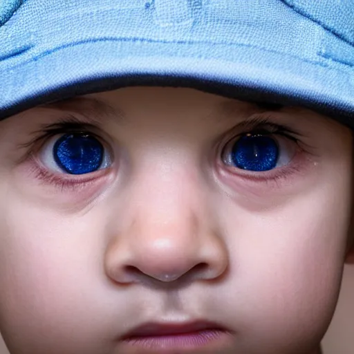 Prompt: detailed portrait of a boy with light blue eyeswearing a black cap, realistic and detailed eyes, intricate photo, incredibly highly detailed and realistic, 8 k, sharp focus