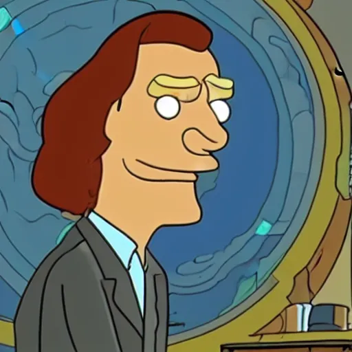 Prompt: a still of richard feynman in futurama