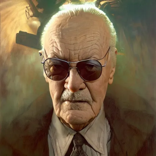 Prompt: hyperrealist portrait of an ancient old alien man with large cruel intelligent eyes and a huge head standing in front of a computer interface by jeremy mann and alphonse mucha and stan lee, fantasy art, photo realistic, dynamic lighting, artstation, poster, volumetric lighting, very detailed faces, award winning, full face, symmetry