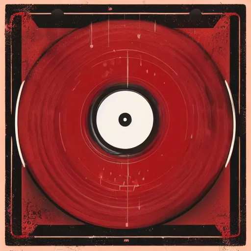 Prompt: red vox album cover, music album cover