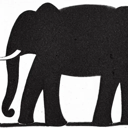Prompt: a minimalist cartoon line drawing of an elephant, drawing of an elephant from the far side