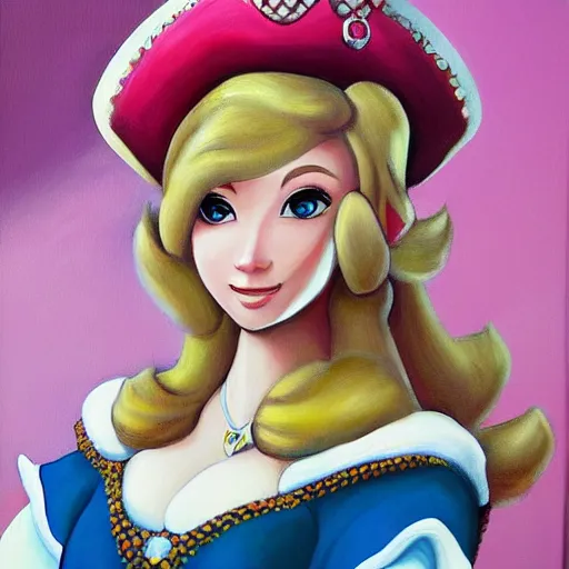 Prompt: portrain painting of princess peach, high detail