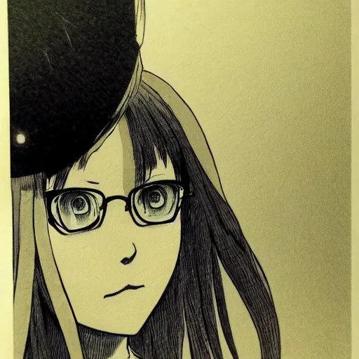 Image similar to a portait of a girl from inio asano manga good night pun pun, detailed