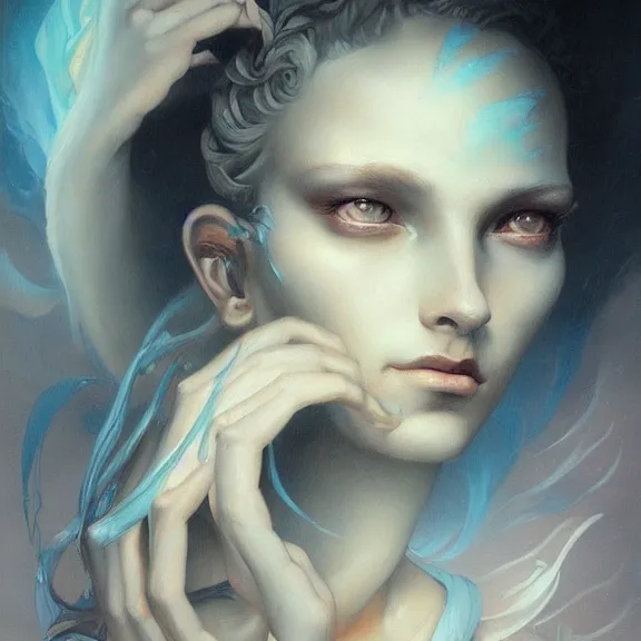 Image similar to a highly detailed beautiful portrait in the style of peter mohrbacher and in the style of jean delville.