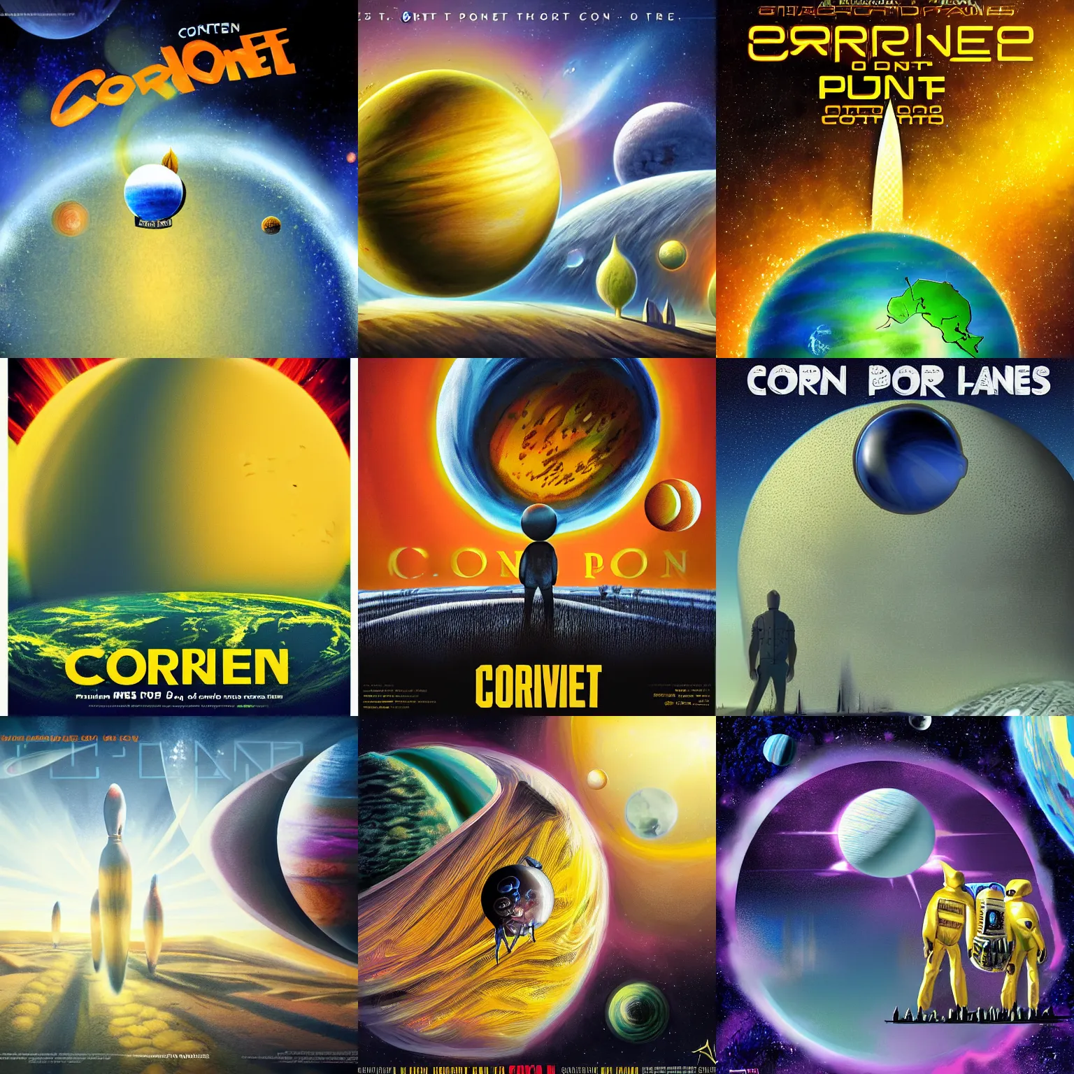 Prompt: corn planet, concept art, sci-fi movie poster
