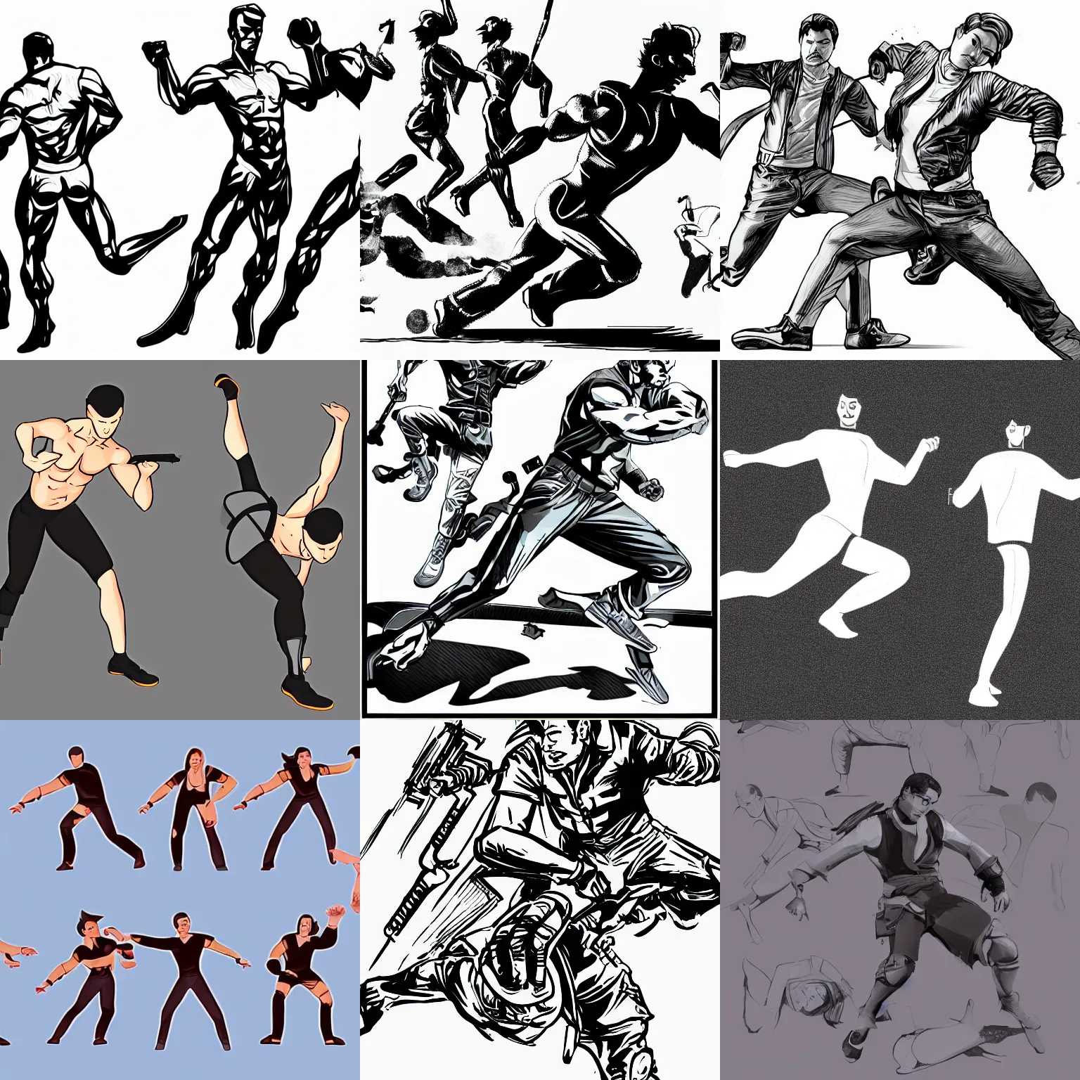 Prompt: action motion pose illustration
