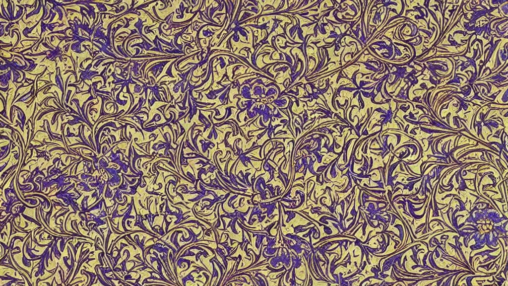 Image similar to intricate flowing floral pattern by william morris and klimt