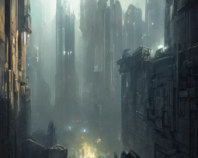 Prompt: great city at the end of time, a sci-fi digital painting by Greg Rutkowski and James Gurney, trending on Artstation, eerily beautiful, highly detailed