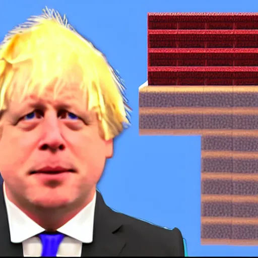 Prompt: boris johnson in minecraft