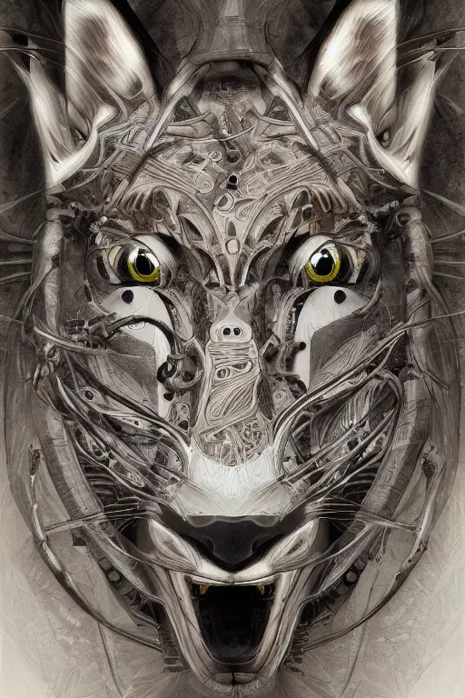 Image similar to detailed portrait artwork of a biomechanical lynx by subjekt zero