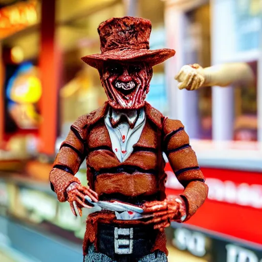 Prompt: freddy krueger ice cream figure, realistic photography, high detailed