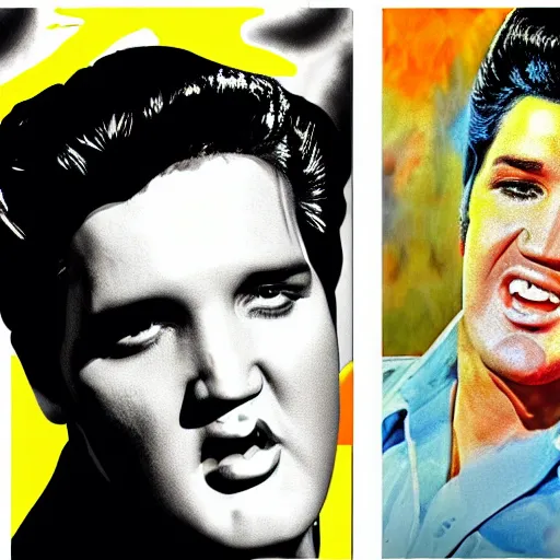 Image similar to elvis presley collage, in the style of jose gurvich