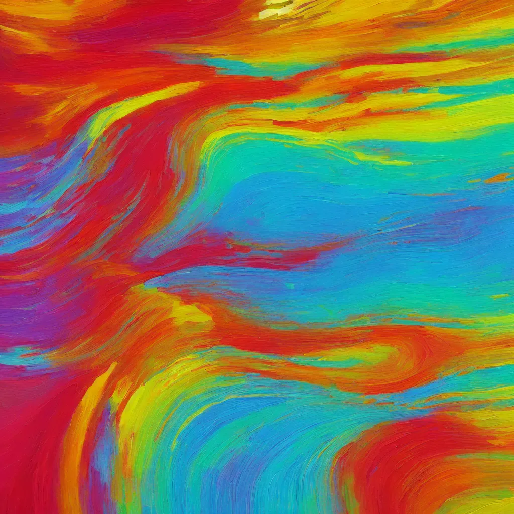 Image similar to oil painting, colourful popping stripes on canvas, artstation, design award