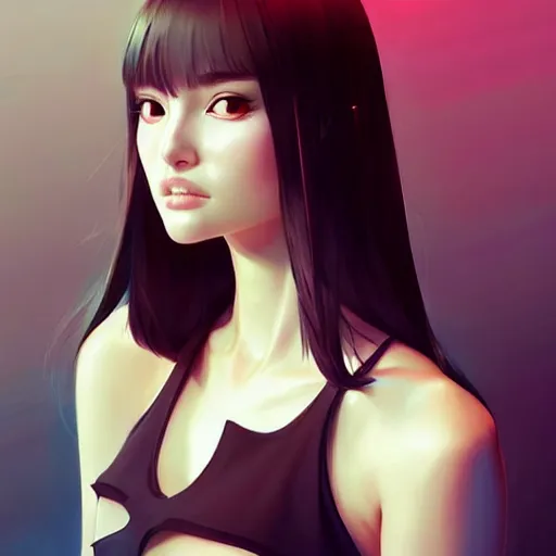 Image similar to a beautiful japanese natalie portman instagram model in crop top, by guweiz and wlop and ilya kuvshinov and artgerm, symmetrical eyes, aesthetic, gorgeous, stunning, alluring, attractive, artstation, deviantart, pinterest, digital art