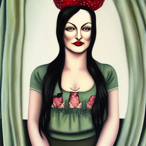 Prompt: portrait of madchen amick, style of mark ryden, painting, oil on canvas