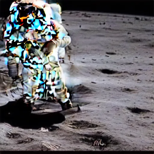 Prompt: historical footage of steve harvey suffocating on the moon