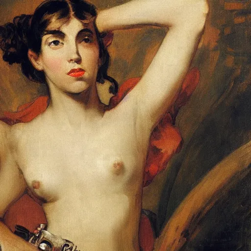 Image similar to portrait of a sci - fi woman, by eugene delacroix