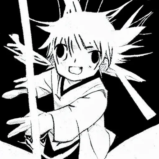 Image similar to young anime wizard, illustrated by mato and ken sugimori, manga, black and white illustration