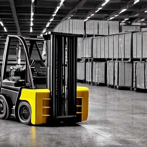 Image similar to fancy picture of a forklift in a cyper punk setting