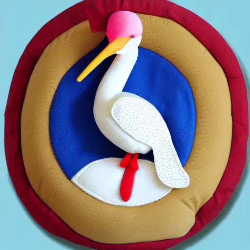 Image similar to round plush of a stork wearing a suit