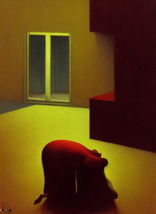 Prompt: death does not define and life is but a dream, Edward Hopper and James Gilleard, Zdzislaw Beksinski, Mark Ryden, Wolfgang Lettl highly detailed, hints of Yayoi Kasuma, Odilon Redon. Drexler