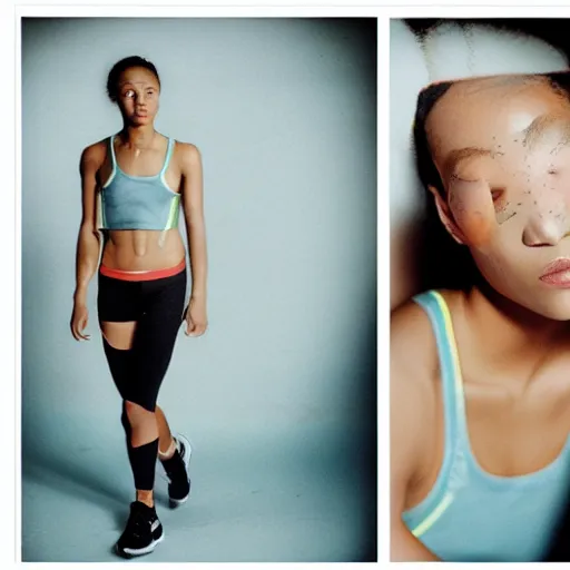 Image similar to realistic! photoshoot for a new nike lookbook, color film photography, portrait of a beautiful woman, 35mm