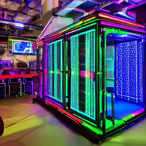 Prompt: photo of an rgb gaming jungle gym