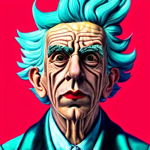 Prompt: 1 9 5 5 rick sanchez portrait by mc escher and james jean and erik jones, inspired by mc escher, fine face features, intricate high details, sharp, ultradetailed, 3 d octane render