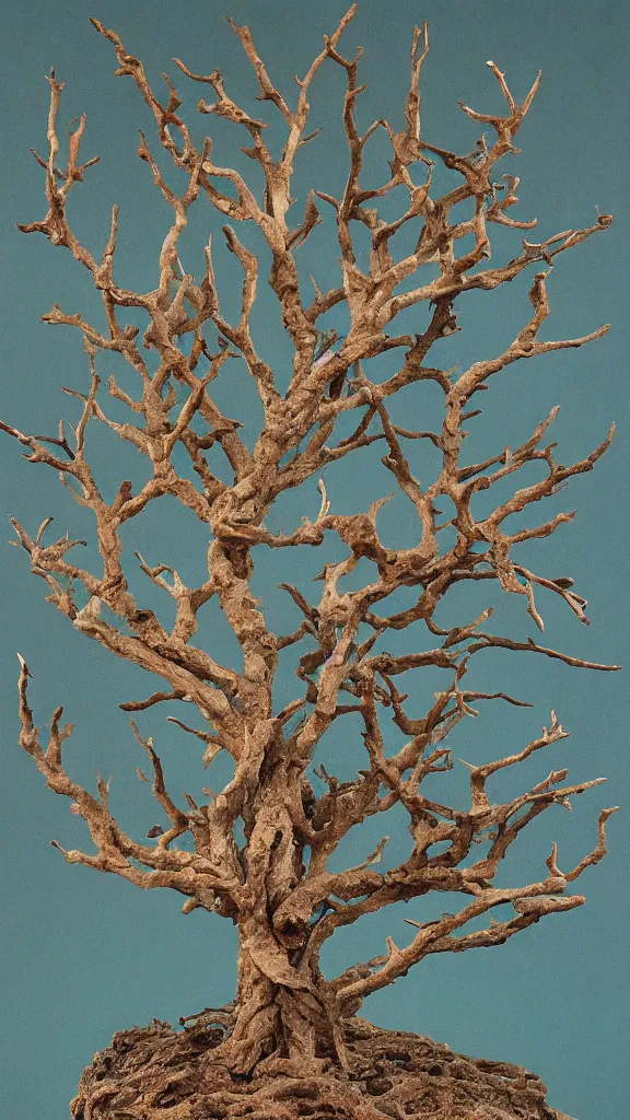 Image similar to extremely small ashen withering tree, super 8 portrait by maria sibylla merian, derek jarman, barbara hammer, 4 k, 8 k, very very beautiful, stunning, twisted, vanishing, mystical, ethereal, colourful, detailed