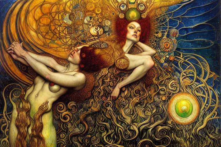 Image similar to Divine Chaos Engine by Karol Bak, Jean Delville, William Blake, Gustav Klimt, and Vincent Van Gogh, symbolist, visionary