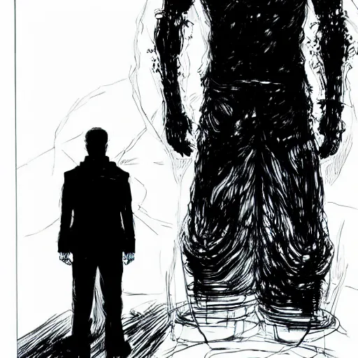 Image similar to Joe Biden standing with his arms crossed looking sinister, by Tsutomu Nihei, highly detailed