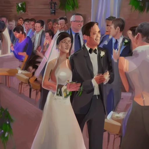 Image similar to A Punchup at a Wedding, Digital Art, Trending on Artstation